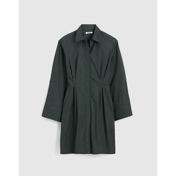 Madewell Tucked Mini Shirtdress Summit Green Size 6 NWT NW416 - Picture 5 of 10